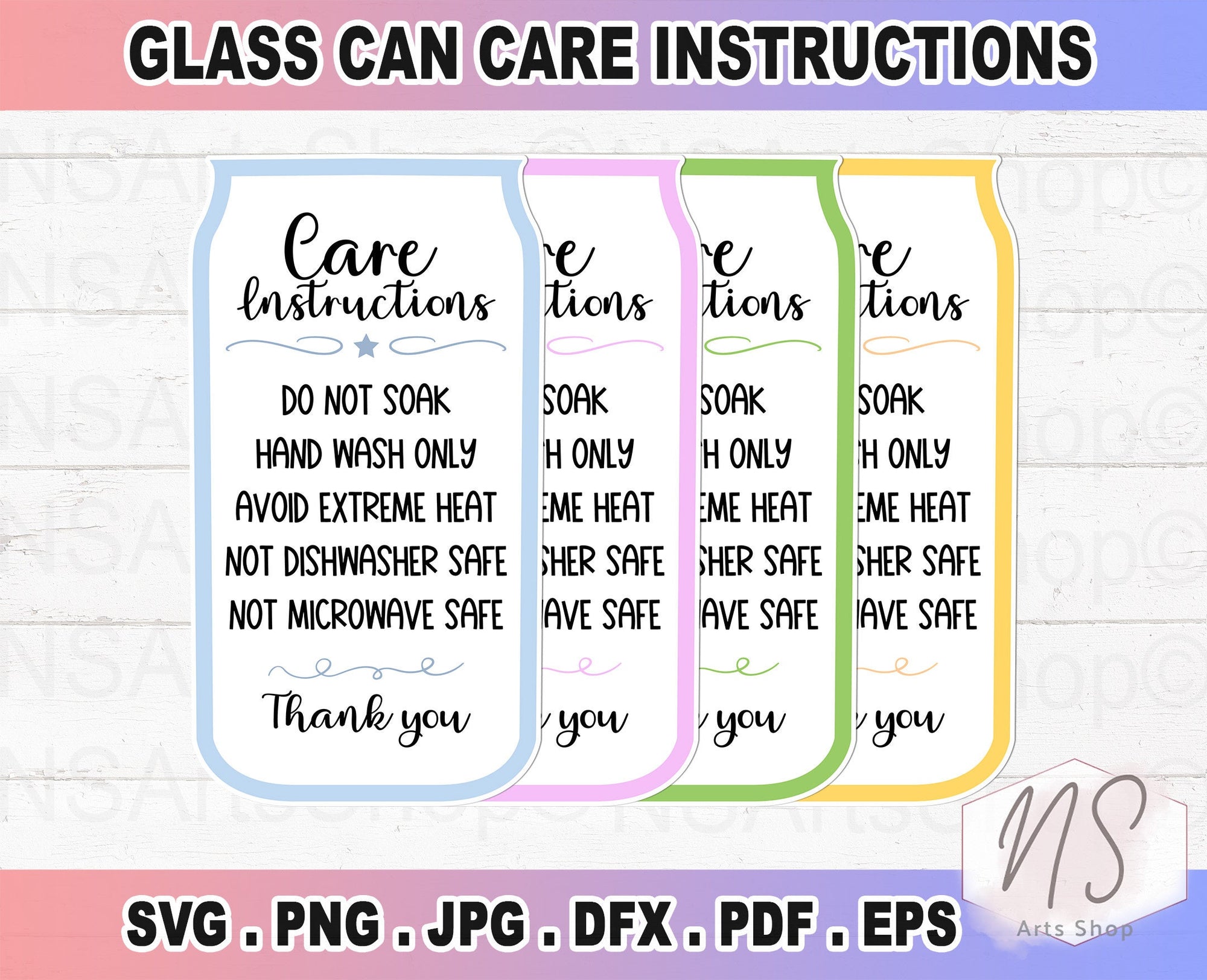 Glass Can Care Card Instructions Pritable