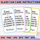 Glass Can Care Card Instructions Pritable