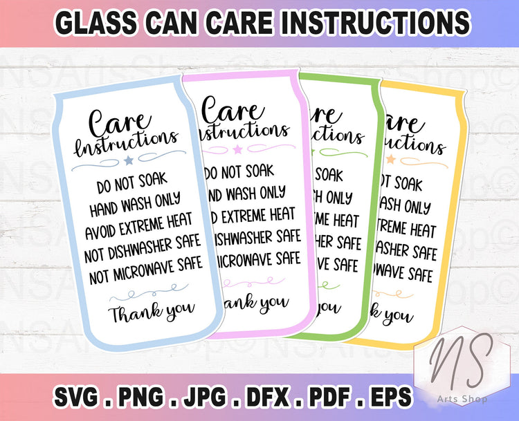 Glass Can Care Card Instructions Pritable