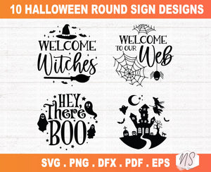 Halloween Welcome Round Signs SVG Bundle