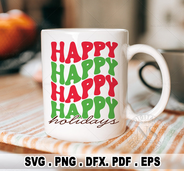 retro happy holidays svg 