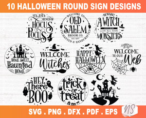 Halloween Welcome Round Signs SVG Bundle