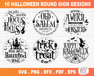 Halloween Welcome Round Signs SVG Bundle