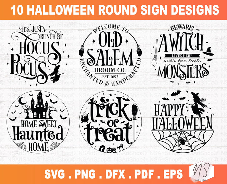 Halloween Welcome Round Signs SVG Bundle