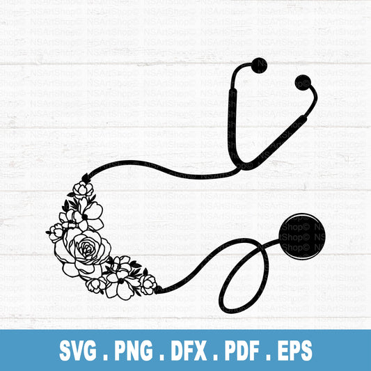 Floral Stethoscope SVG