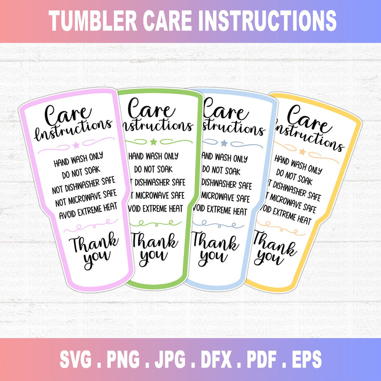 Printable Tumbler Care Card Printable SVG