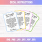 Decal Care Card Instructions Printable SVG