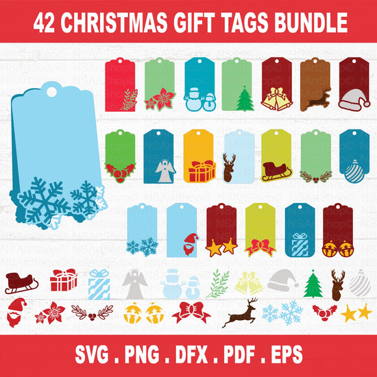 Christmas Gift Tags SVG bundle layered file with Christmas clipart