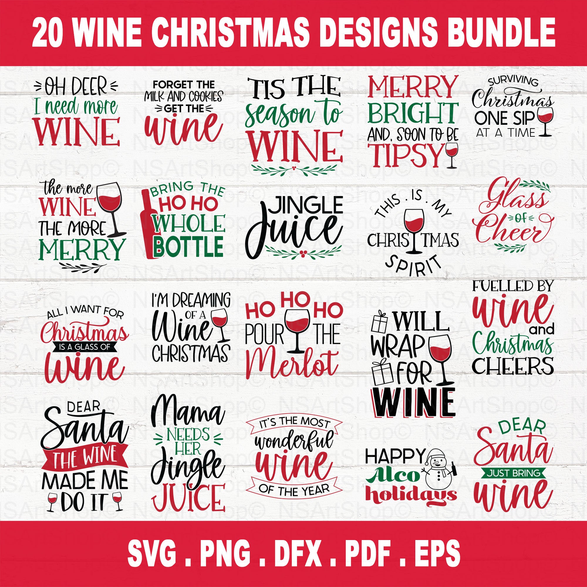 This Christmas wine quotes SVG file is great for wine lovers. It's full of funny sayings and can be used to make cards, gift tags, or decorations for your tree.