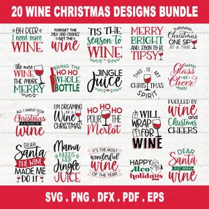 This Christmas wine quotes SVG file is great for wine lovers. It's full of funny sayings and can be used to make cards, gift tags, or decorations for your tree.