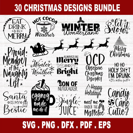 Christmas svg bundle fill of fun quotes for the holiday season