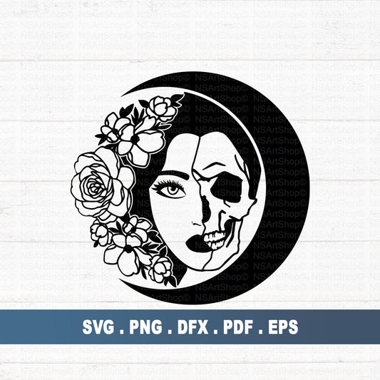 Floral Skull Witch SVG