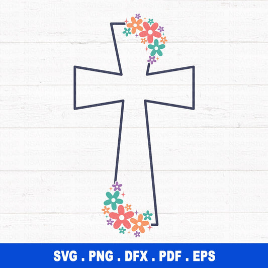 Floral Cross SVG