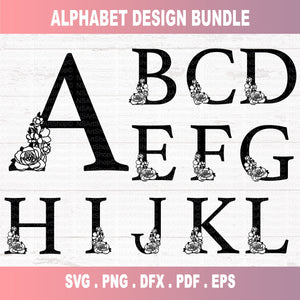 Floral Alphabet SVG Bundle