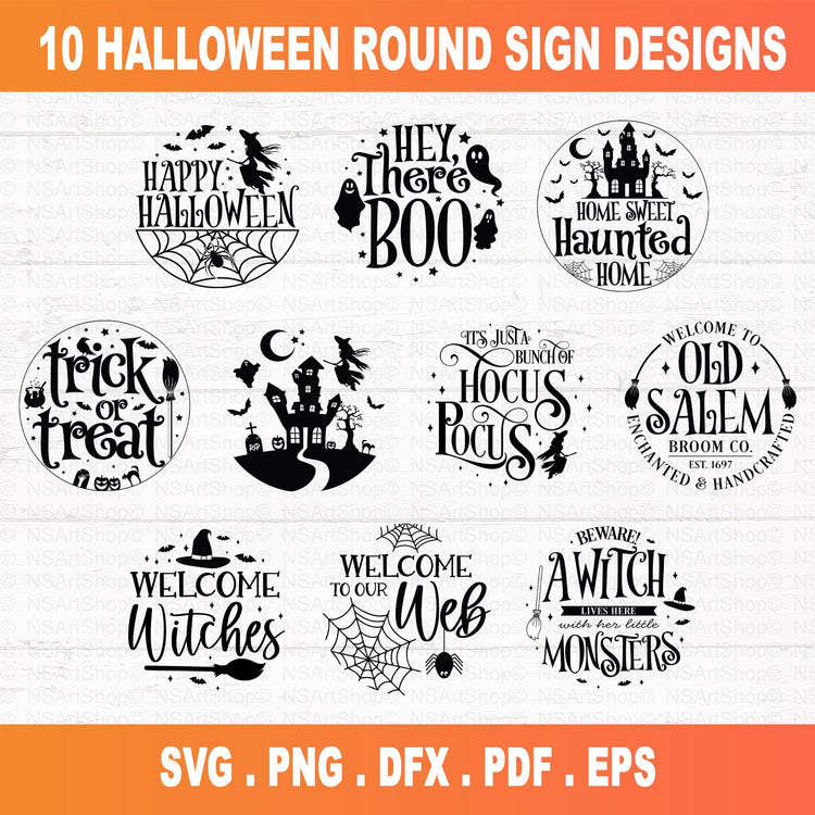 Halloween Welcome Round Signs SVG Bundle