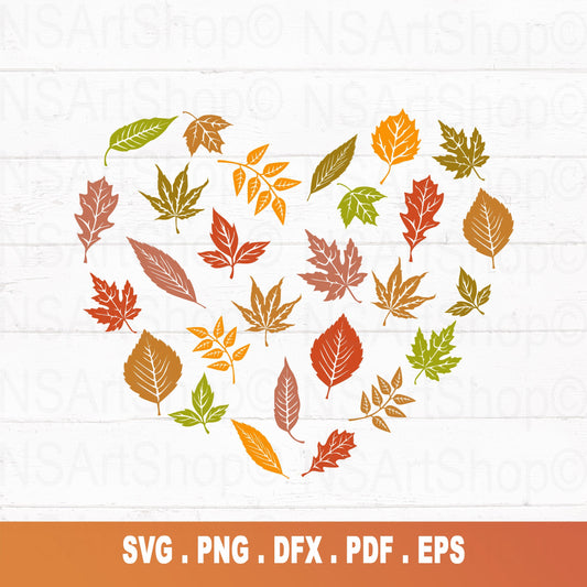 Fall Leaves SVG Heart