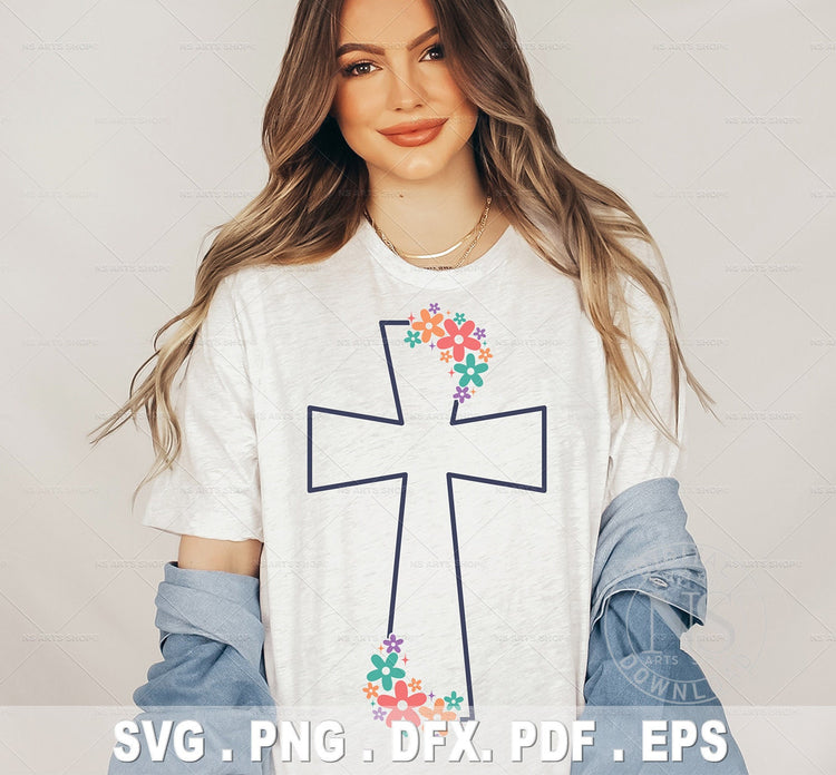 Floral Cross SVG