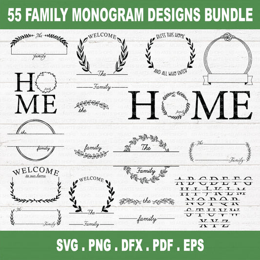 Family Name monogram SVG Bundle