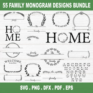 Family Name monogram SVG Bundle