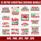 Christmas svg bundle retro style with red and green colors