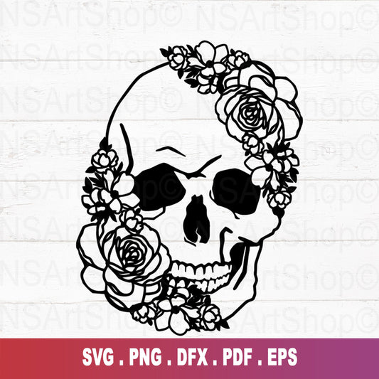 Flower Skull SVG