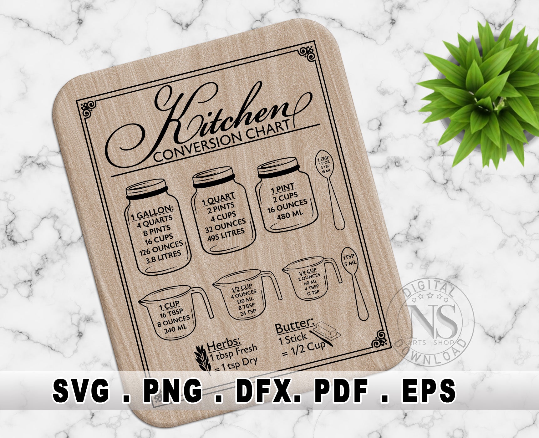 Kitchen Conversions Chart SVG Bundle