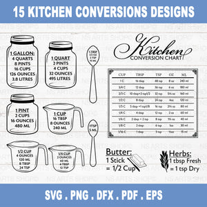 Kitchen Conversions Chart SVG Bundle