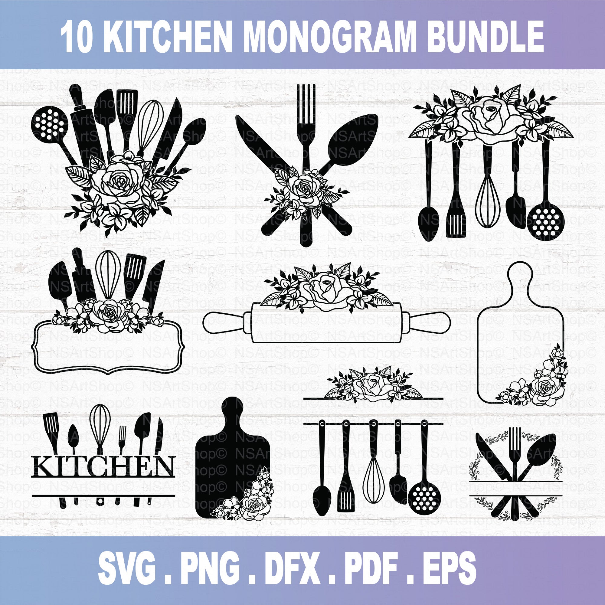 Kitchen Split Monogram SVG Bundle