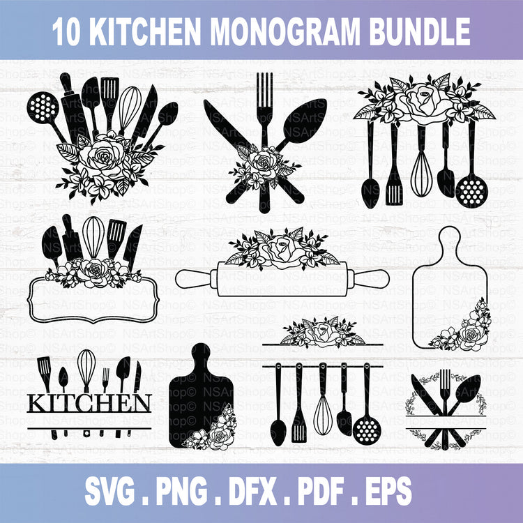 Kitchen Split Monogram SVG Bundle