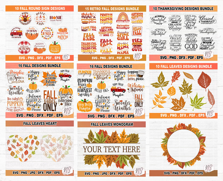 Halloween, Thanksgiving and Fall Mega SVG Bundle