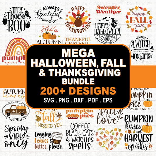 Halloween, Thanksgiving and Fall Mega SVG Bundle