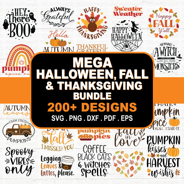 Halloween, Thanksgiving and Fall Mega SVG Bundle