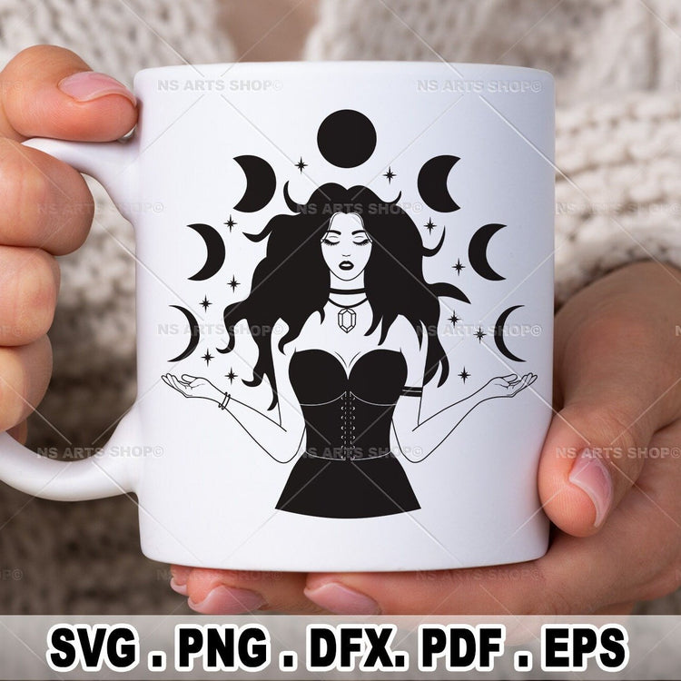 Witch With Moon Phases SVG