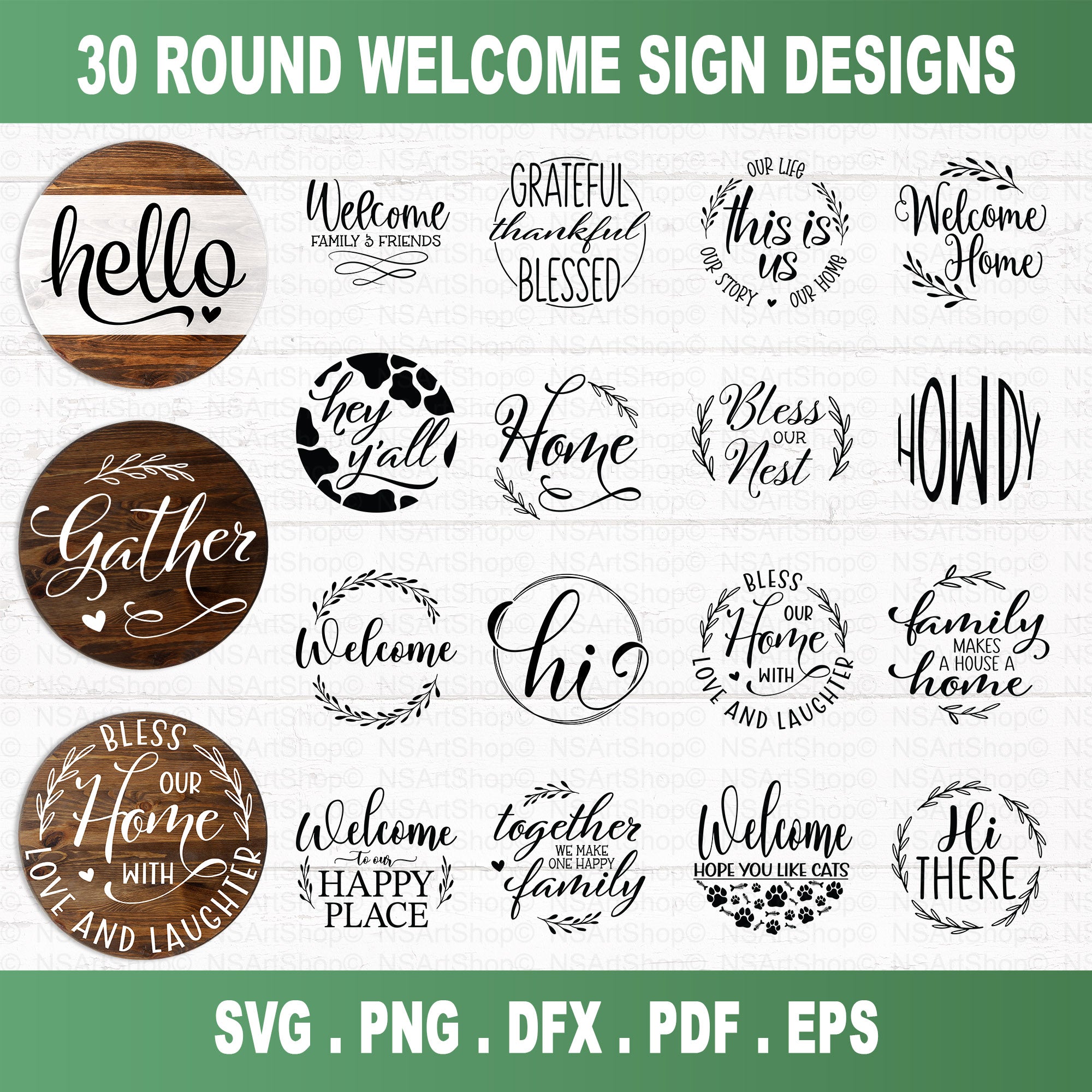 Round Welcome Sign SVG Bundle