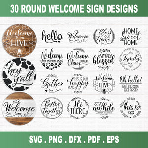 Round Welcome Sign SVG Bundle