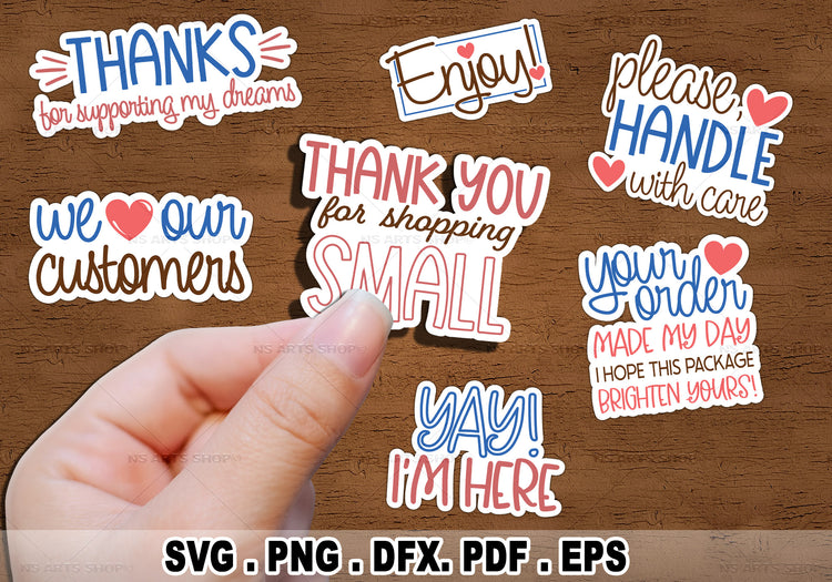 Digital Thank You Stickers PNG Bundle