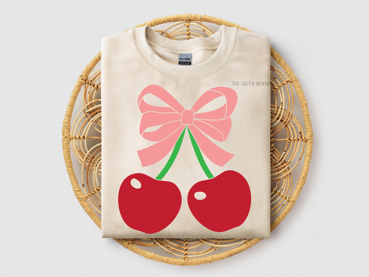 Cherries With Bow SVG