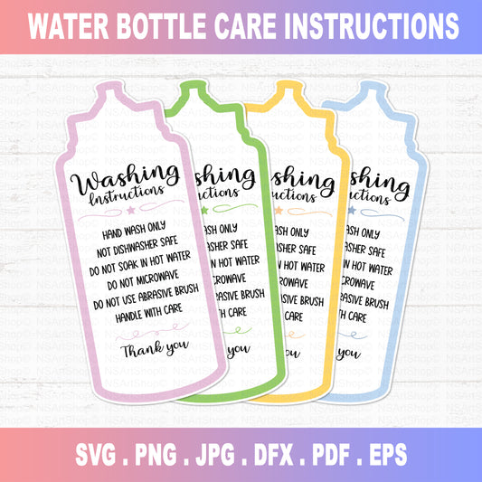 Water Bottle Instructions Care Card Printable