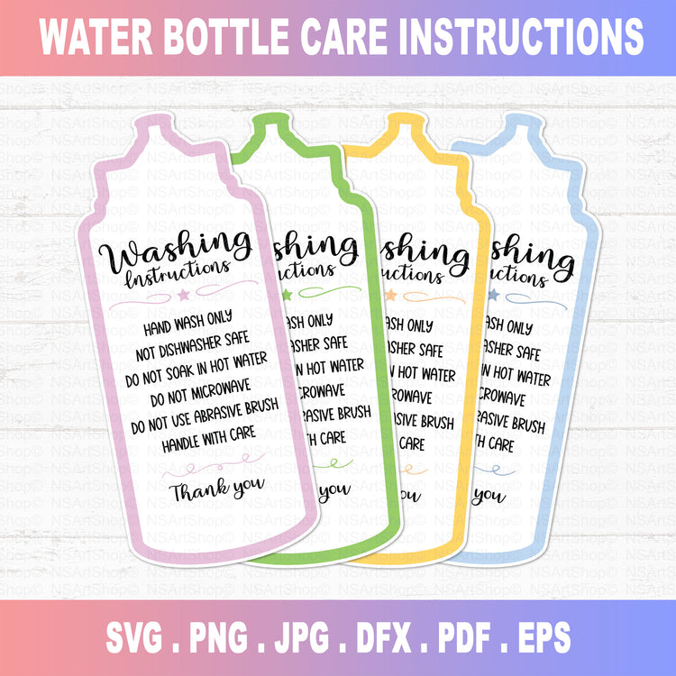 Water Bottle Instructions Care Card Printable