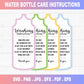 Water Bottle Instructions Care Card Printable