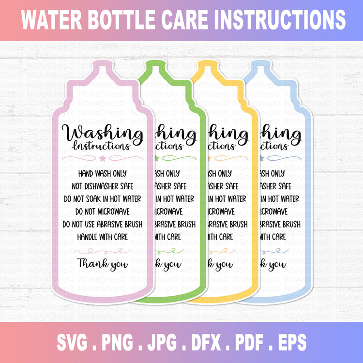 Water Bottle Instructions Care Card Printable