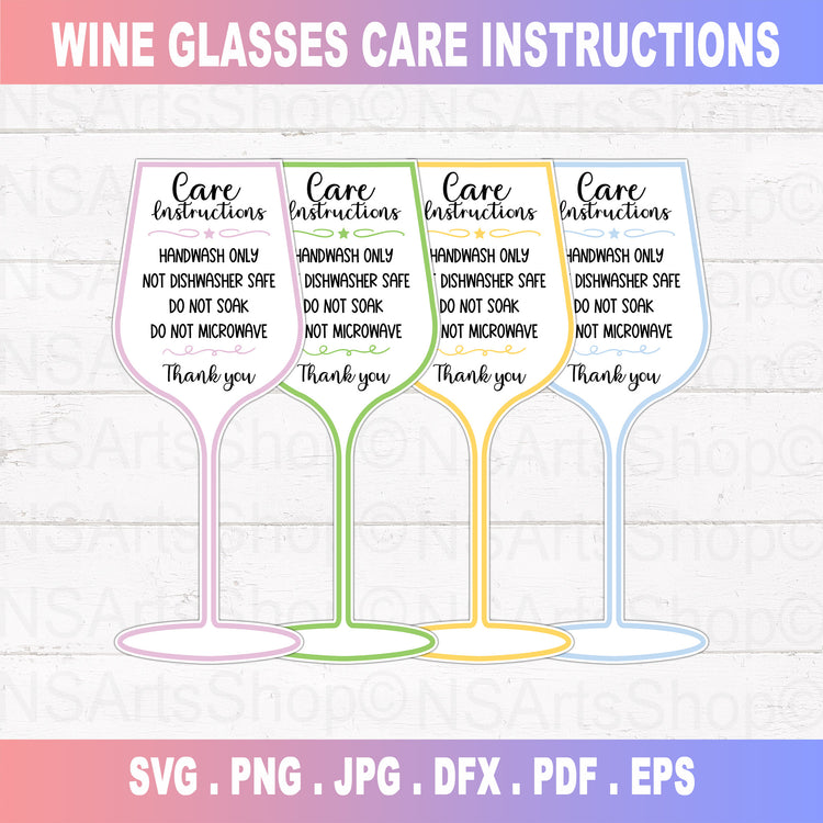 Wine Glass Care Card Instruction Printable