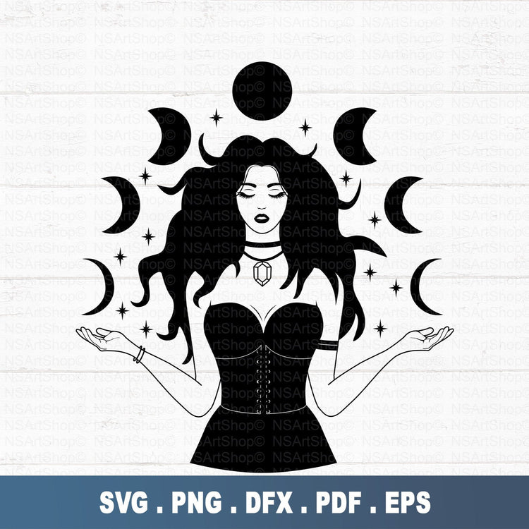 Witch With Moon Phases SVG